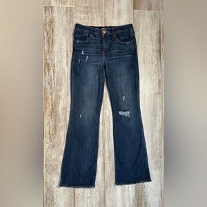 Democracy “Ab-Solution” Dark Blue Distressed Flare Jeans